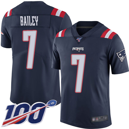 New England Patriots Football #7 100th Season Rush Vapor Limited Navy Blue Men Jake Bailey NFL Jersey->new england patriots->NFL Jersey